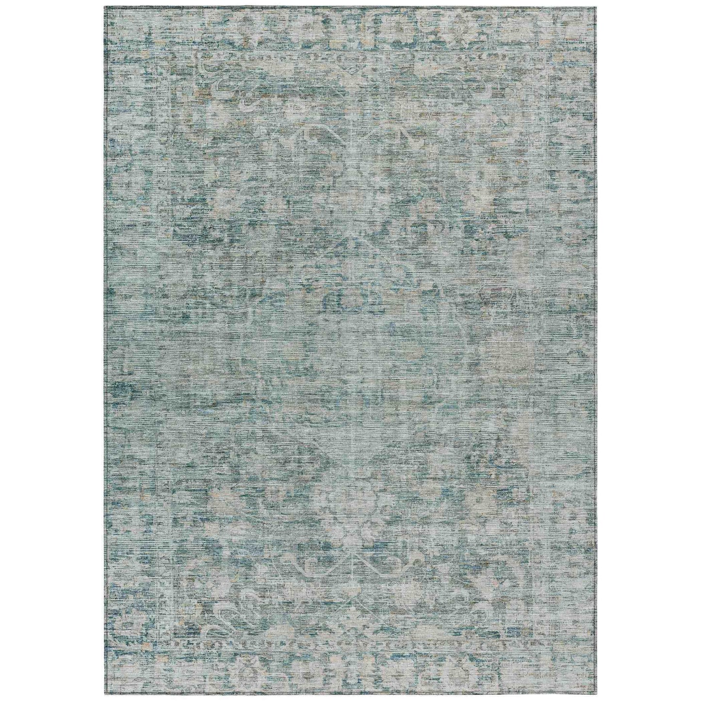 Iriira Teal Washable Indoor-Outdoor Rug