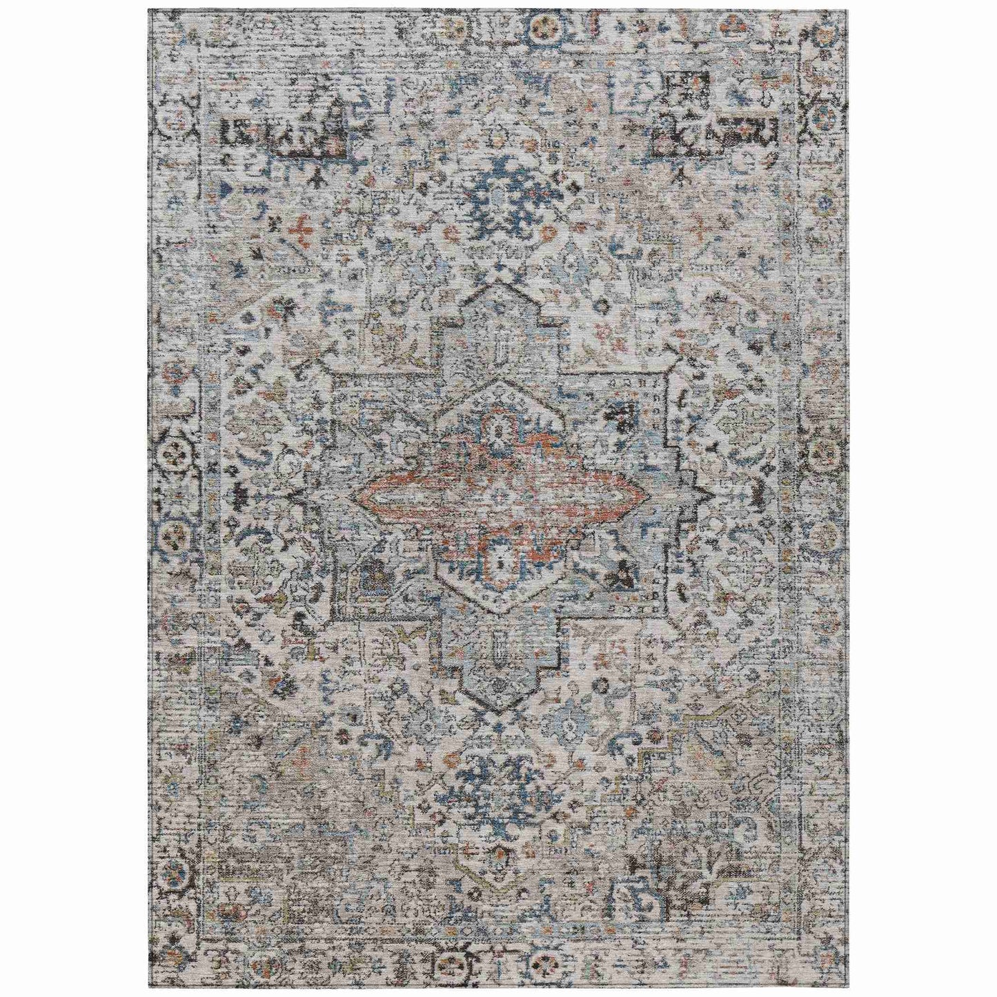 Kaelon Ivory Washable Indoor-Outdoor Rug