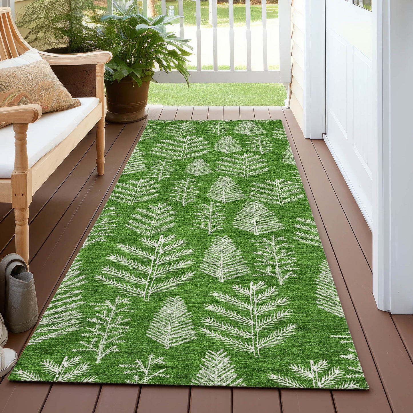 Paelius Green Washable Indoor-Outdoor Rug