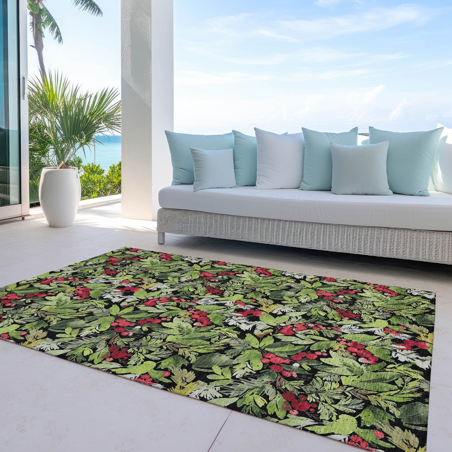 Addison Rugs Paelora Black Washable Indoor-Outdoor Rug