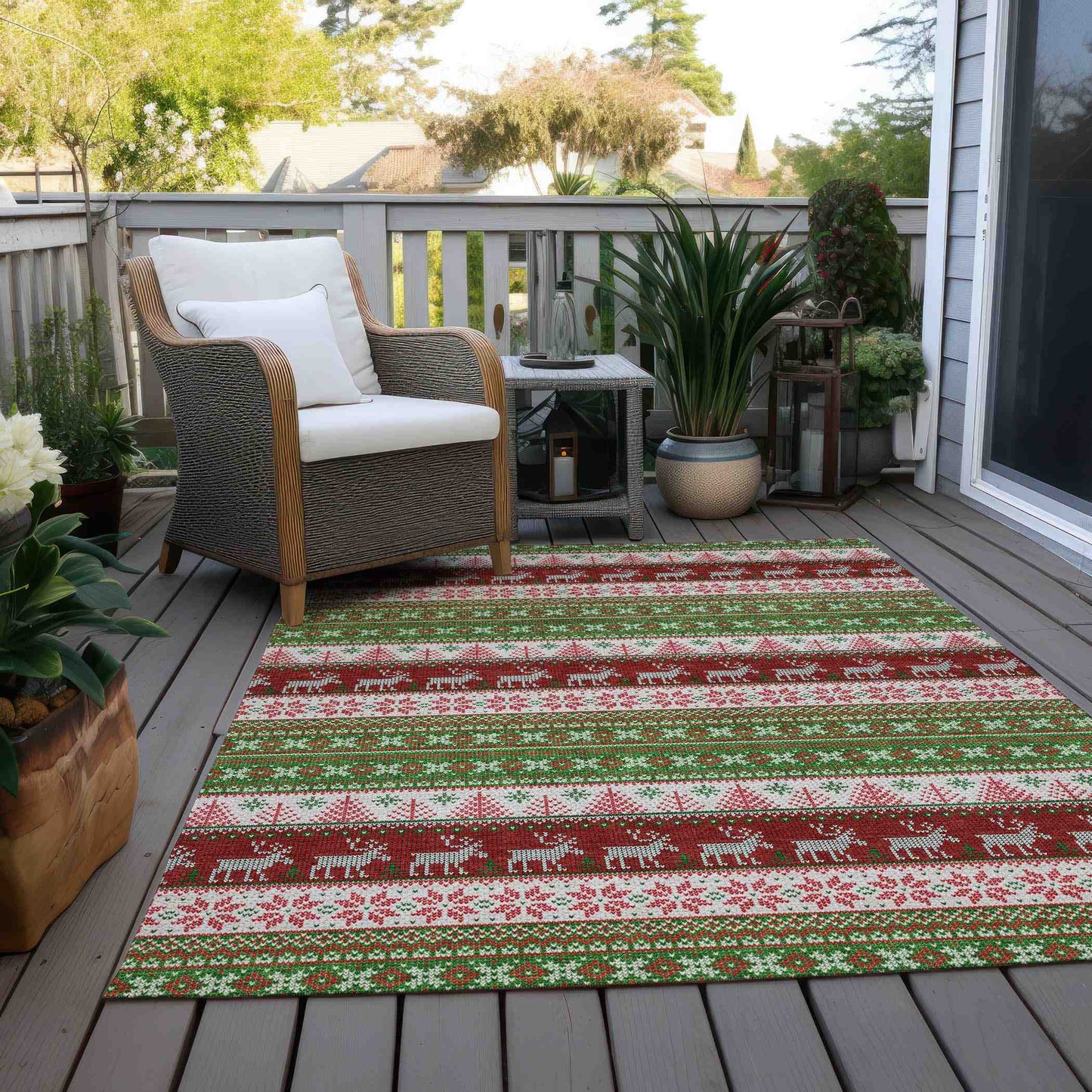 Addison Rugs Quaara Green Washable Indoor-Outdoor Rug