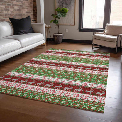 Addison Rugs Quaara Green Washable Indoor-Outdoor Rug
