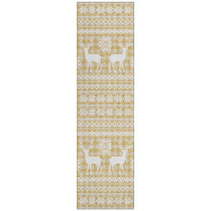 Addison Rugs Quaas Gold Washable Indoor-Outdoor Rug