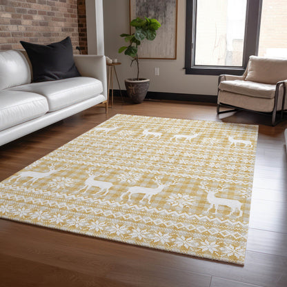 Addison Rugs Quaas Gold Washable Indoor-Outdoor Rug