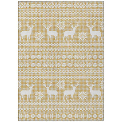 Addison Rugs Quaas Gold Washable Indoor-Outdoor Rug