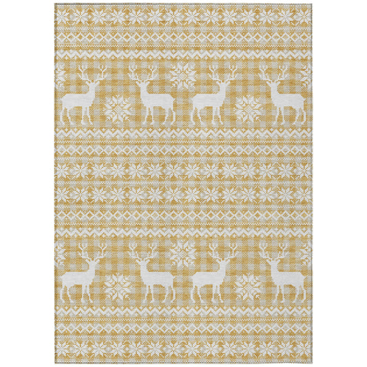 Addison Rugs Quaas Gold Washable Indoor-Outdoor Rug