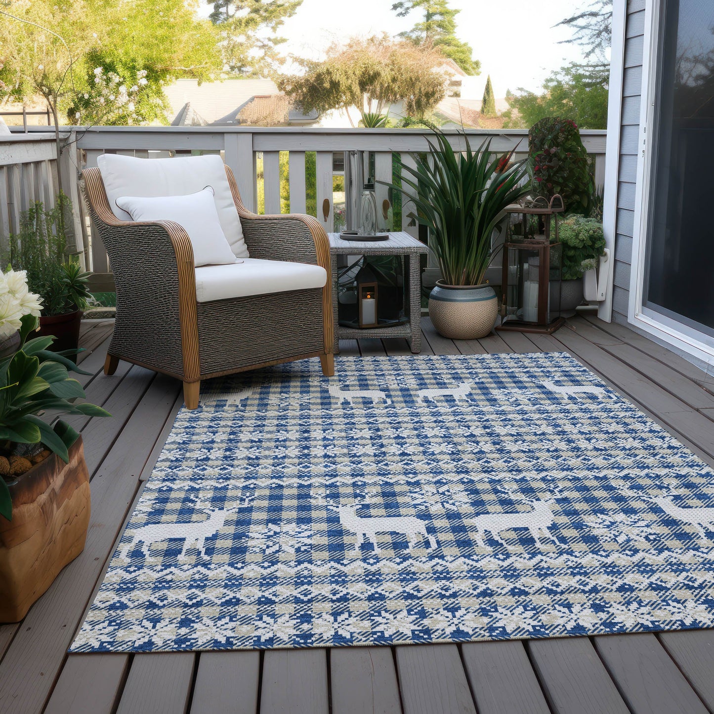 Addison Rugs Quaas Blue Washable Indoor-Outdoor Rug