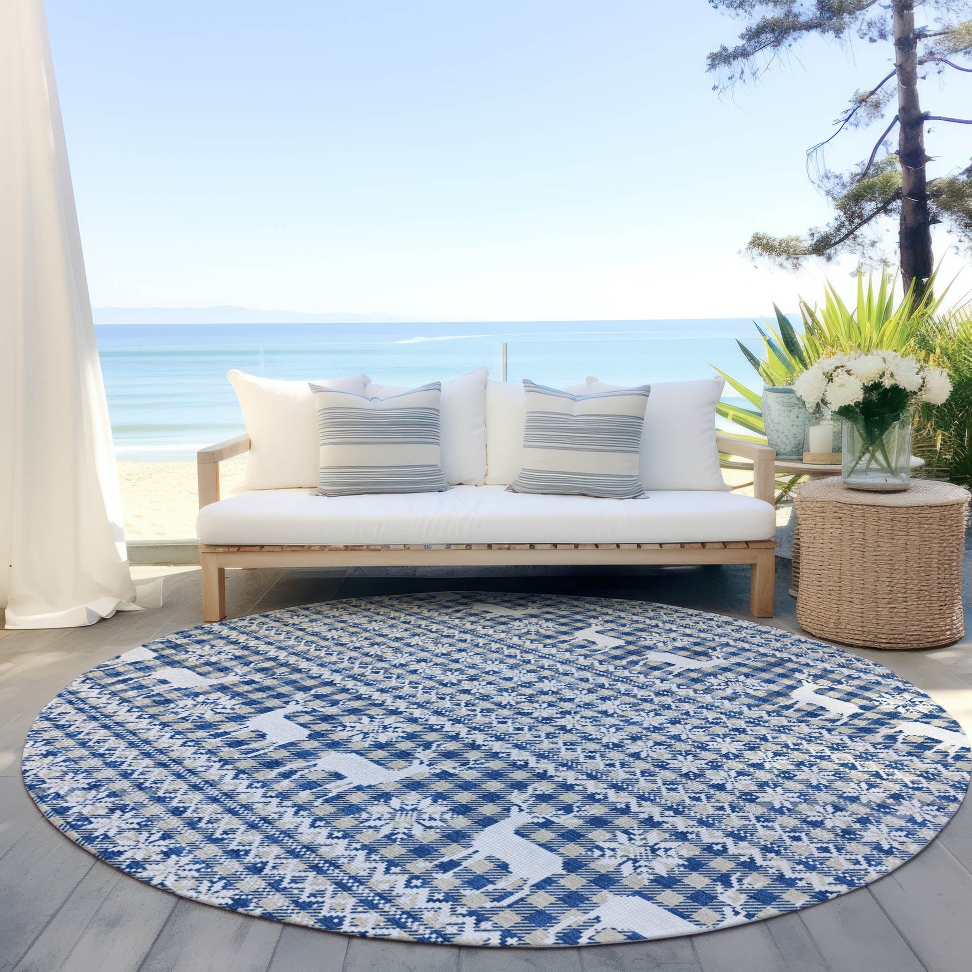 Addison Rugs Quaas Blue Washable Indoor-Outdoor Rug