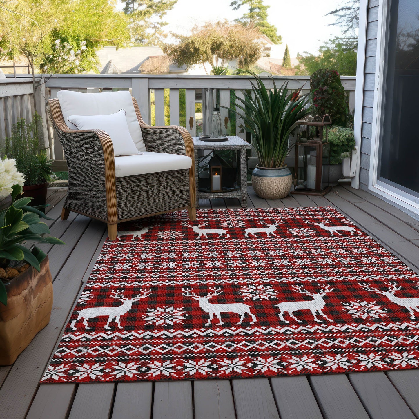 Addison Rugs Quaas Red Washable Indoor-Outdoor Rug