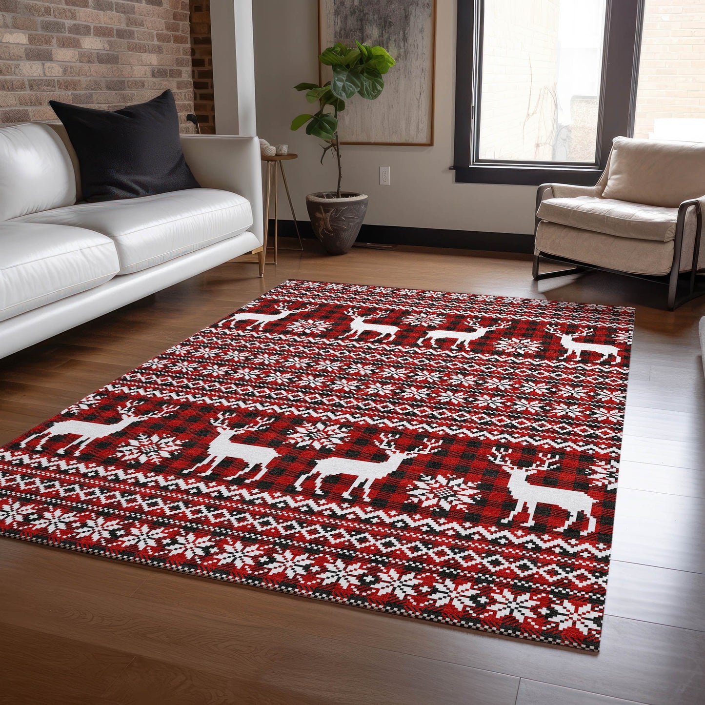 Addison Rugs Quaas Red Washable Indoor-Outdoor Rug