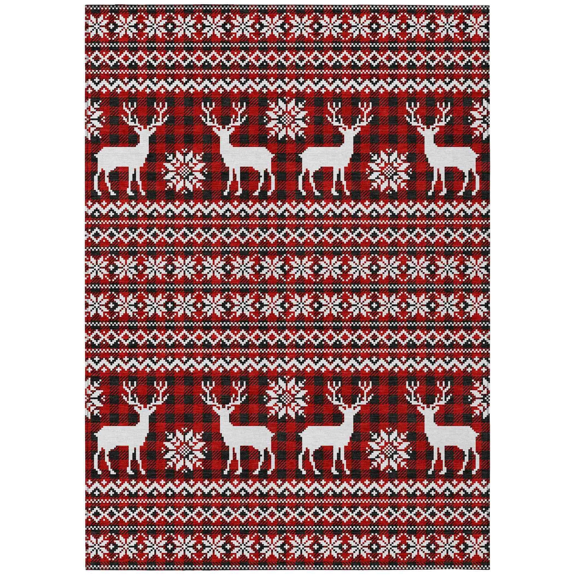 Addison Rugs Quaas Red Washable Indoor-Outdoor Rug