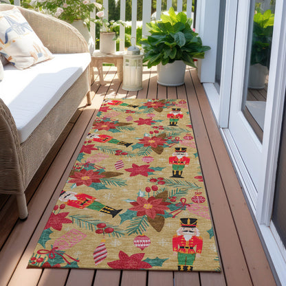 Addison Rugs Quaius Gold Washable Indoor-Outdoor Rug