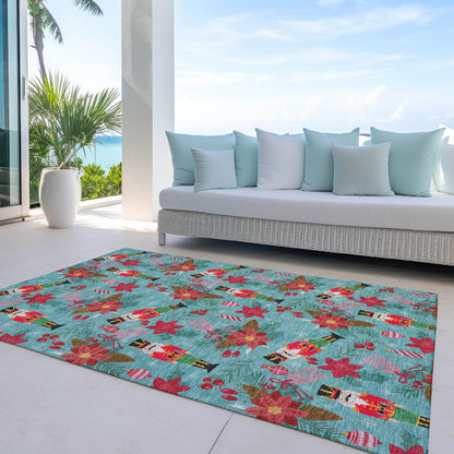 Addison Rugs Quaius Teal Washable Indoor-Outdoor Rug