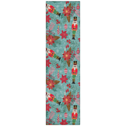 Addison Rugs Quaius Teal Washable Indoor-Outdoor Rug