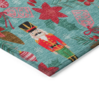 Addison Rugs Quaius Teal Washable Indoor-Outdoor Rug