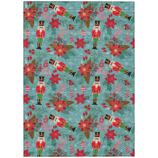 Addison Rugs Quaius Teal Washable Indoor-Outdoor Rug