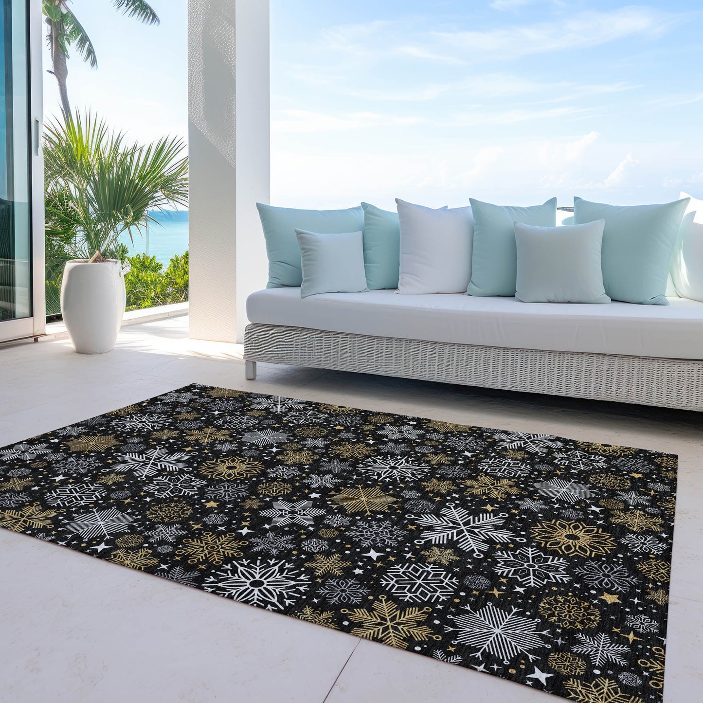 Addison Rugs Quaon Black Washable Indoor-Outdoor Rug