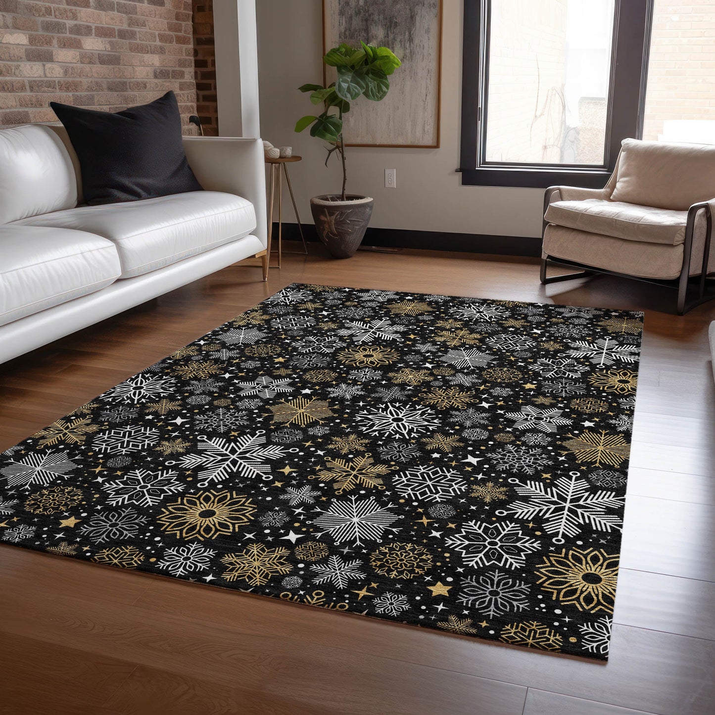 Addison Rugs Quaon Black Washable Indoor-Outdoor Rug