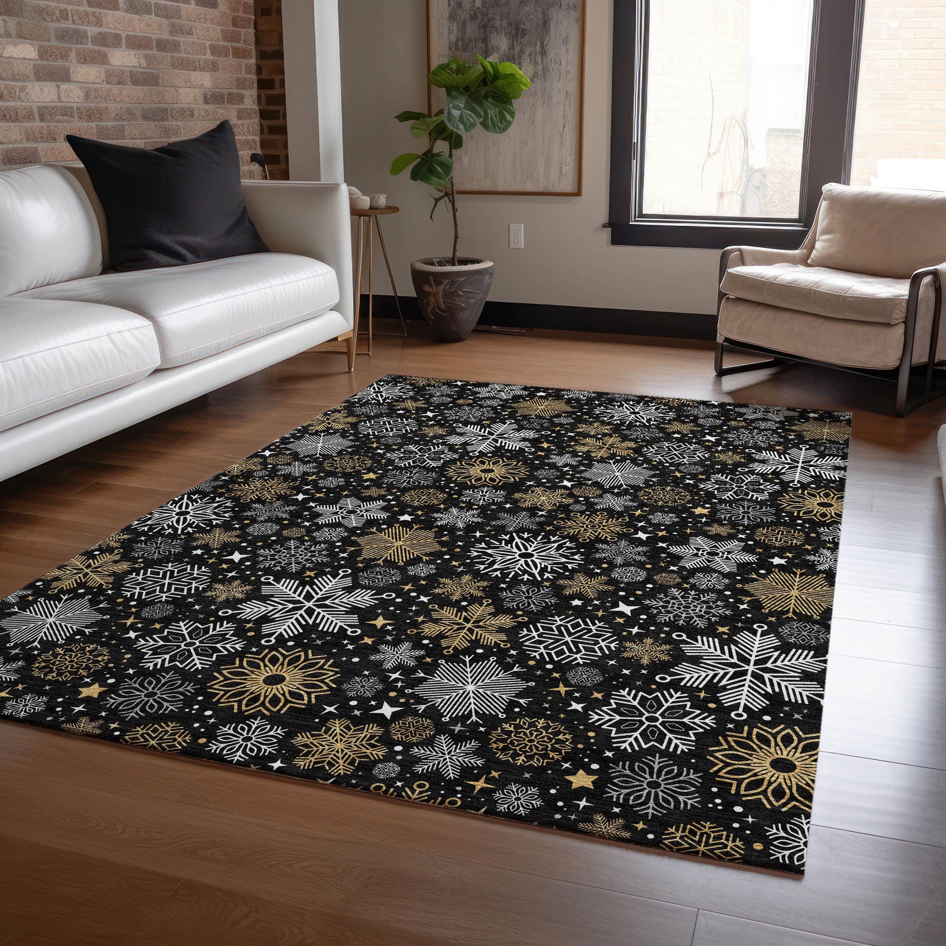 Addison Rugs Quaon Black Washable Indoor-Outdoor Rug