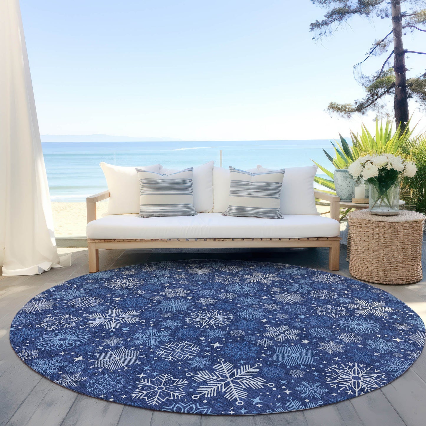 Addison Rugs Quaon Navy Washable Indoor-Outdoor Rug