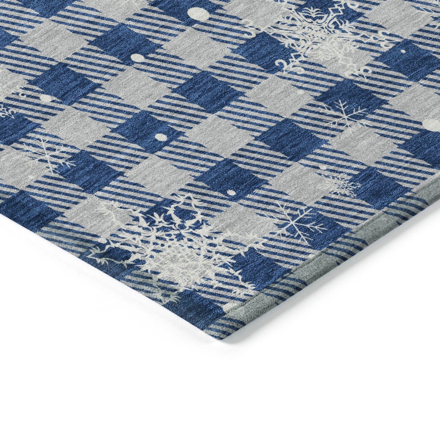 Quaora Blue Washable Indoor-Outdoor Rug