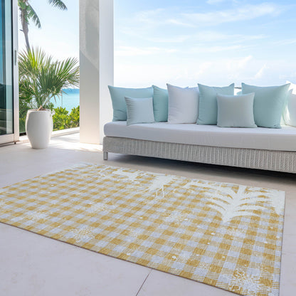 Quaora Gold Washable Indoor-Outdoor Rug