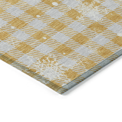 Quaora Gold Washable Indoor-Outdoor Rug