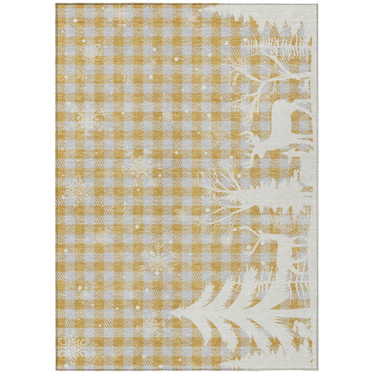 Addison Rugs Quaora Gold Washable Indoor-Outdoor Rug