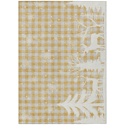 Quaora Gold Washable Indoor-Outdoor Rug