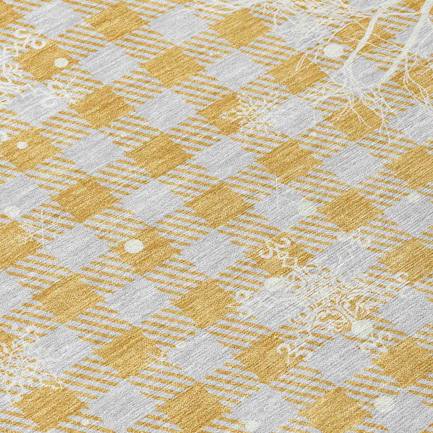Quaora Gold Washable Indoor-Outdoor Rug