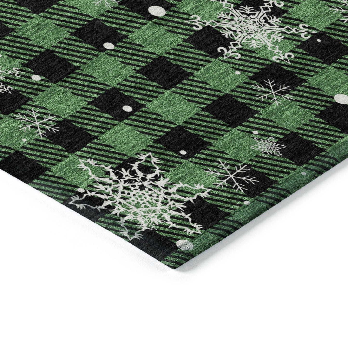 Quaora Green Washable Indoor-Outdoor Rug