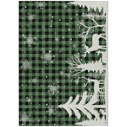 Addison Rugs Quaora Green Washable Indoor-Outdoor Rug