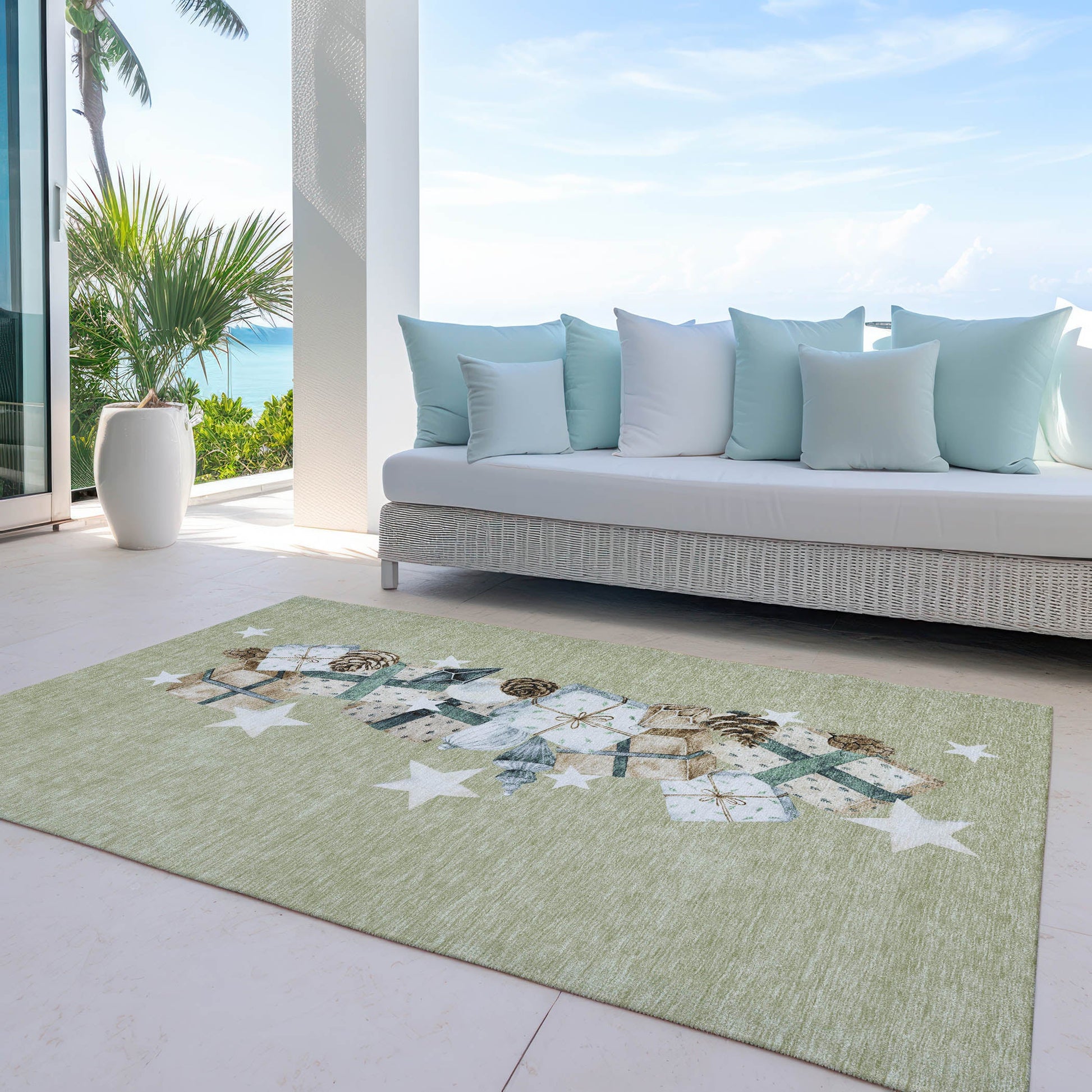 Addison Rugs Raeain Green Washable Indoor-Outdoor Rug