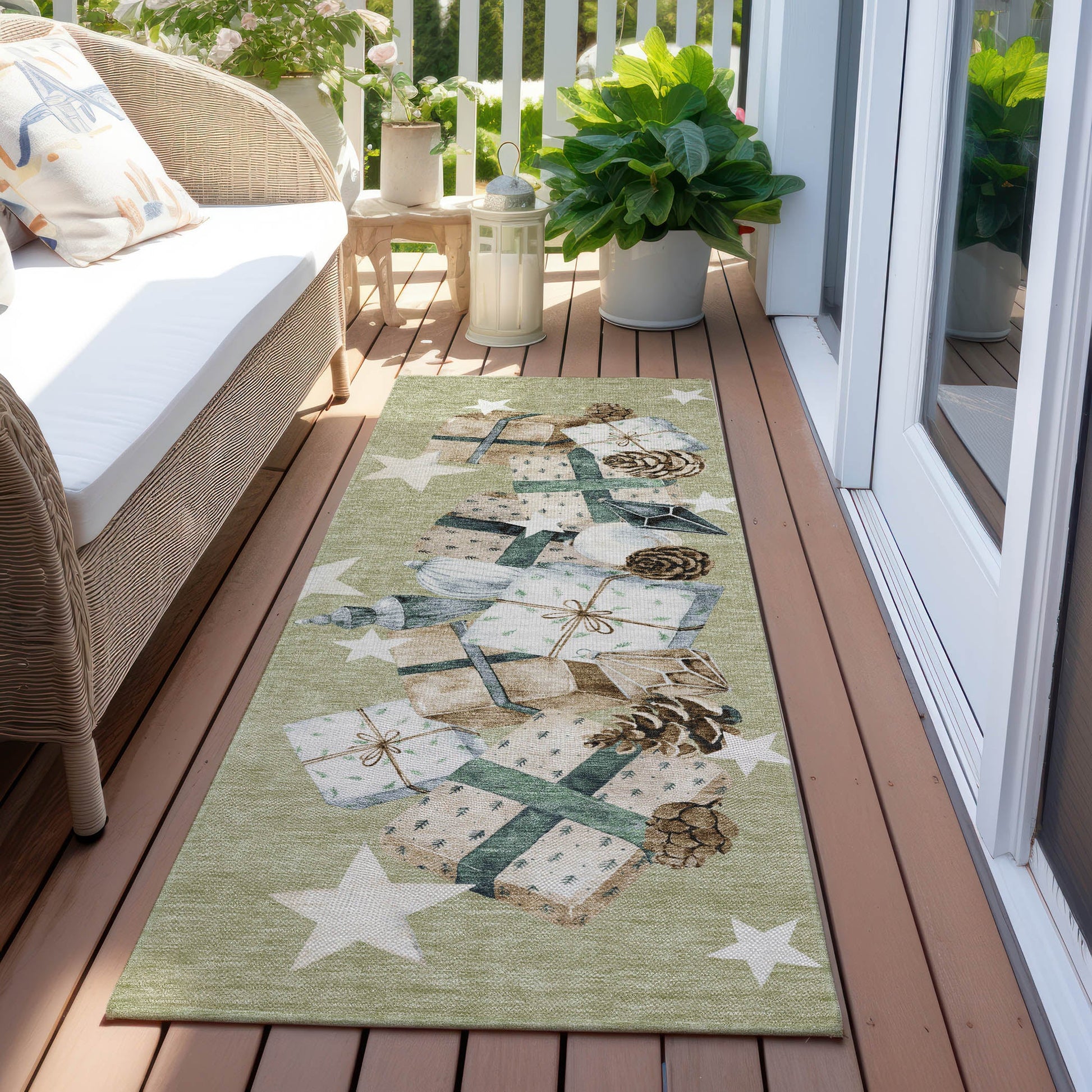 Addison Rugs Raeain Green Washable Indoor-Outdoor Rug