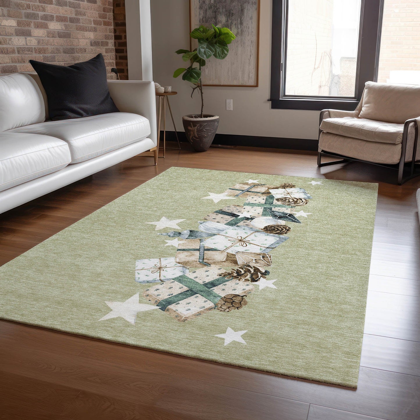 Addison Rugs Raeain Green Washable Indoor-Outdoor Rug