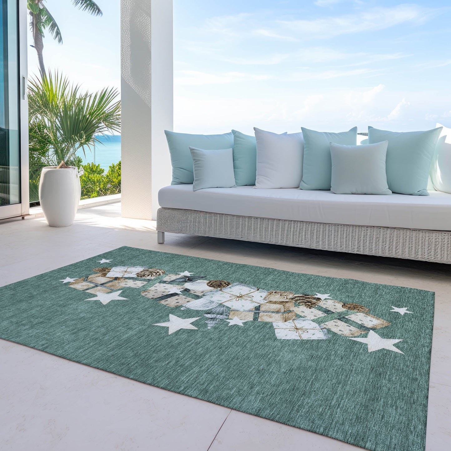 Addison Rugs Raeain Blue Washable Indoor-Outdoor Rug