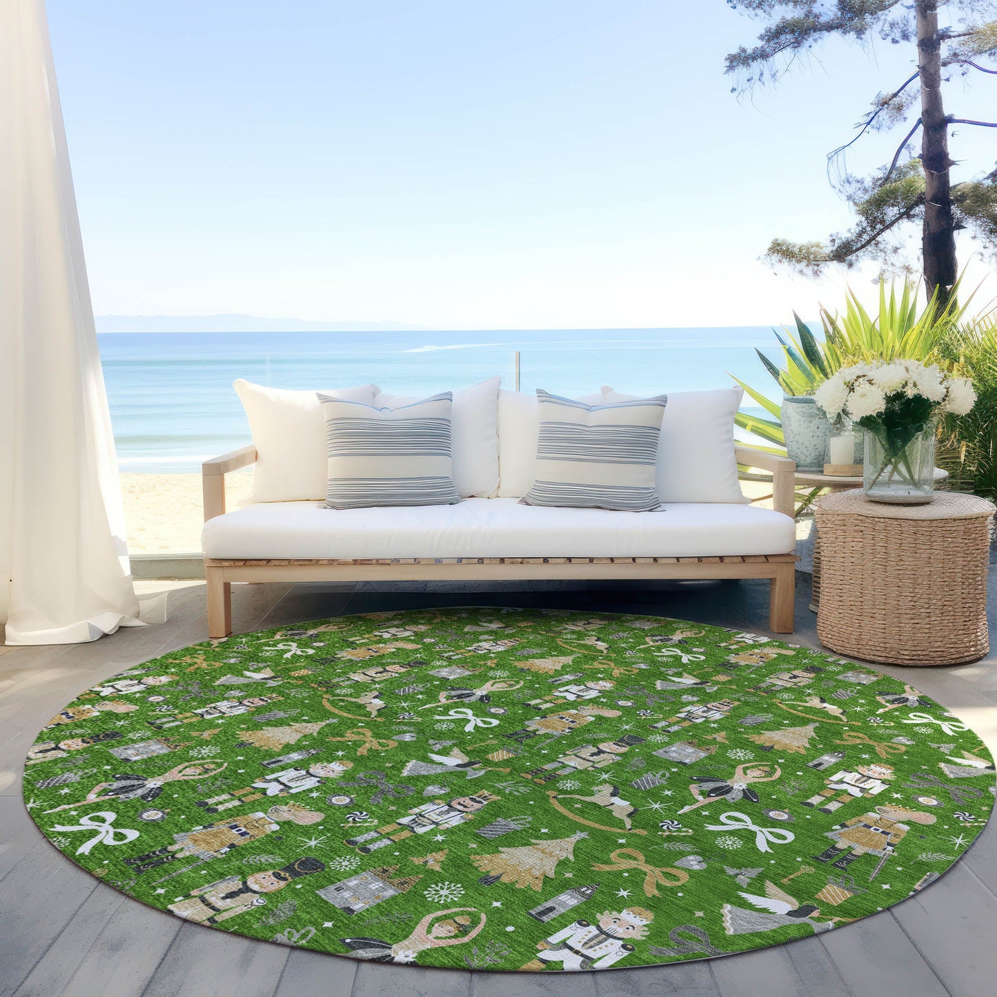 Raeara Green Washable Indoor-Outdoor Rug