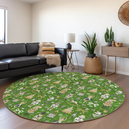 Raeara Green Washable Indoor-Outdoor Rug