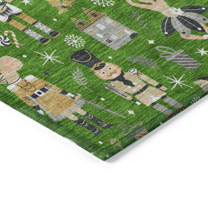 Raeara Green Washable Indoor-Outdoor Rug