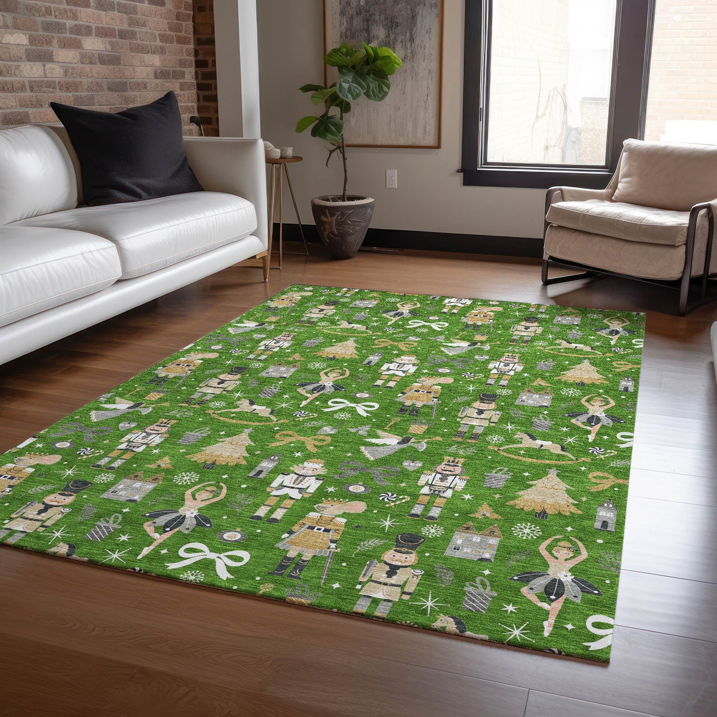Raeara Green Washable Indoor-Outdoor Rug