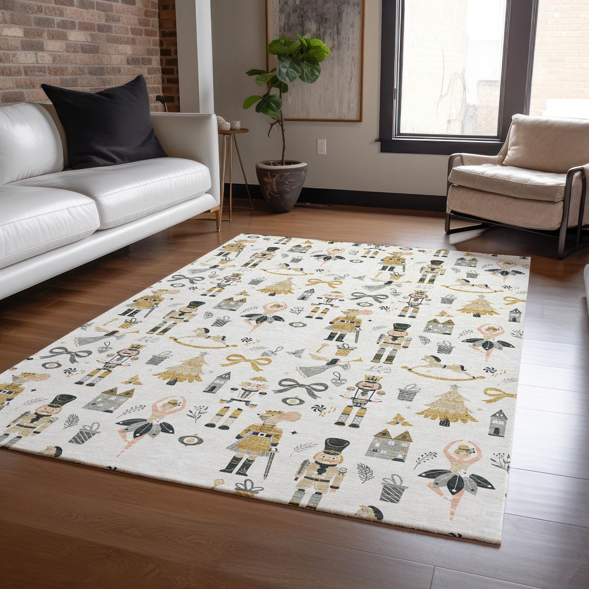 Addison Rugs Raeara Ivory Washable Indoor-Outdoor Rug