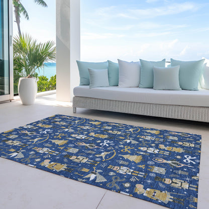 Raeara Blue Washable Indoor-Outdoor Rug