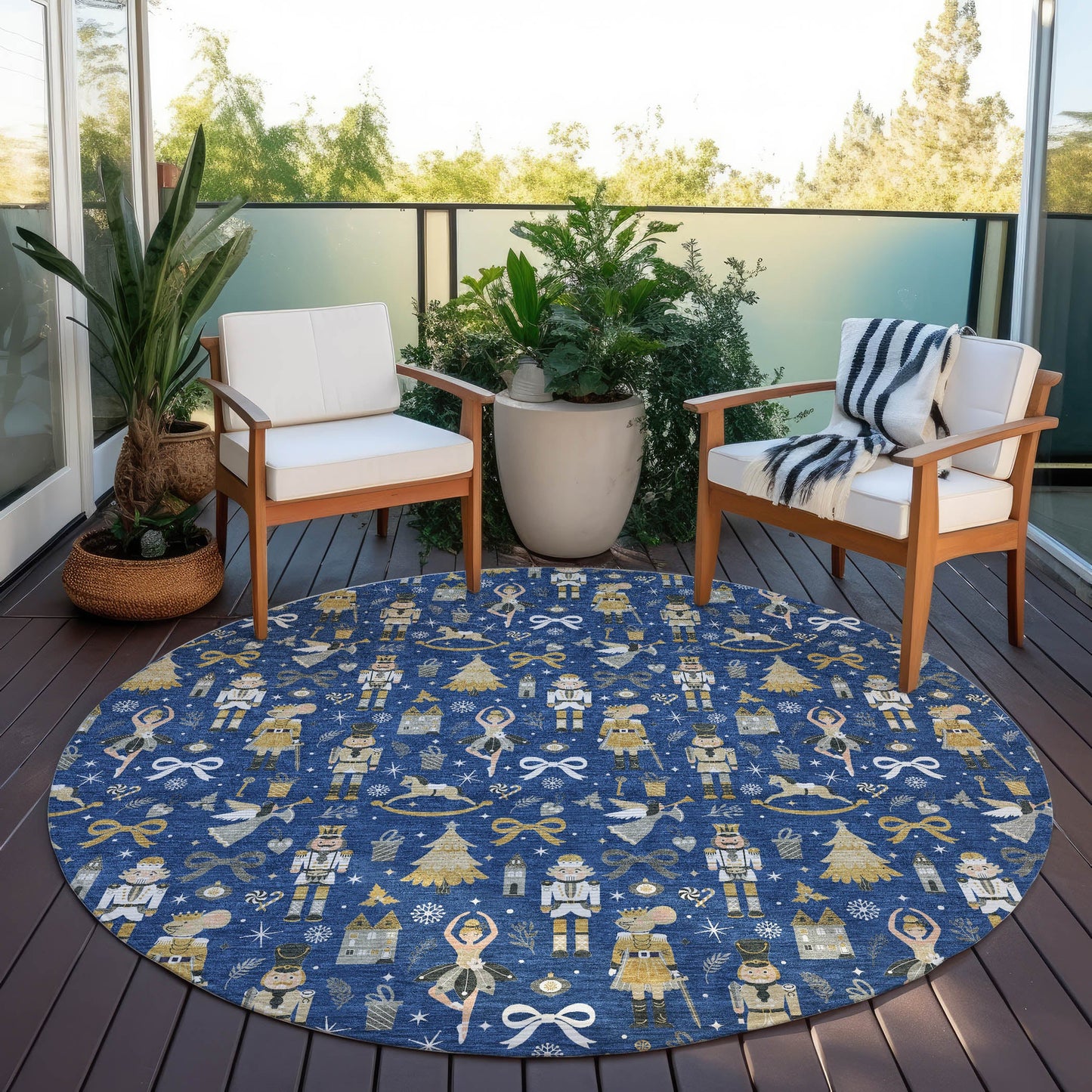 Raeara Blue Washable Indoor-Outdoor Rug