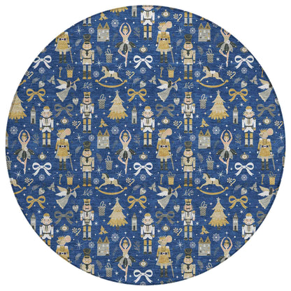 Raeara Blue Washable Indoor-Outdoor Rug