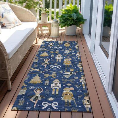 Raeara Blue Washable Indoor-Outdoor Rug