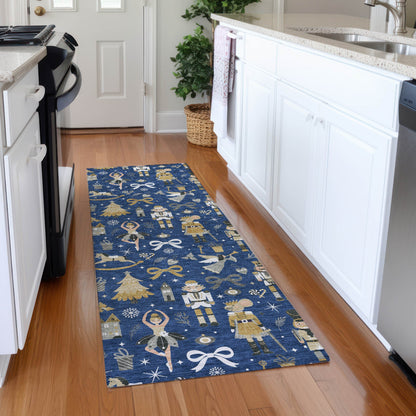 Raeara Blue Washable Indoor-Outdoor Rug