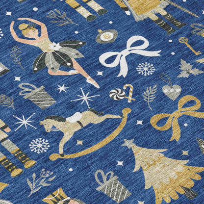 Raeara Blue Washable Indoor-Outdoor Rug