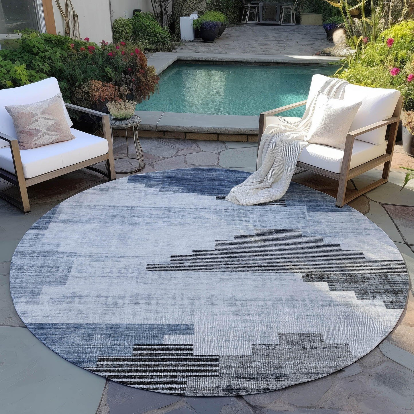 Addison Rugs Raeel Blue Washable Indoor-Outdoor Rug