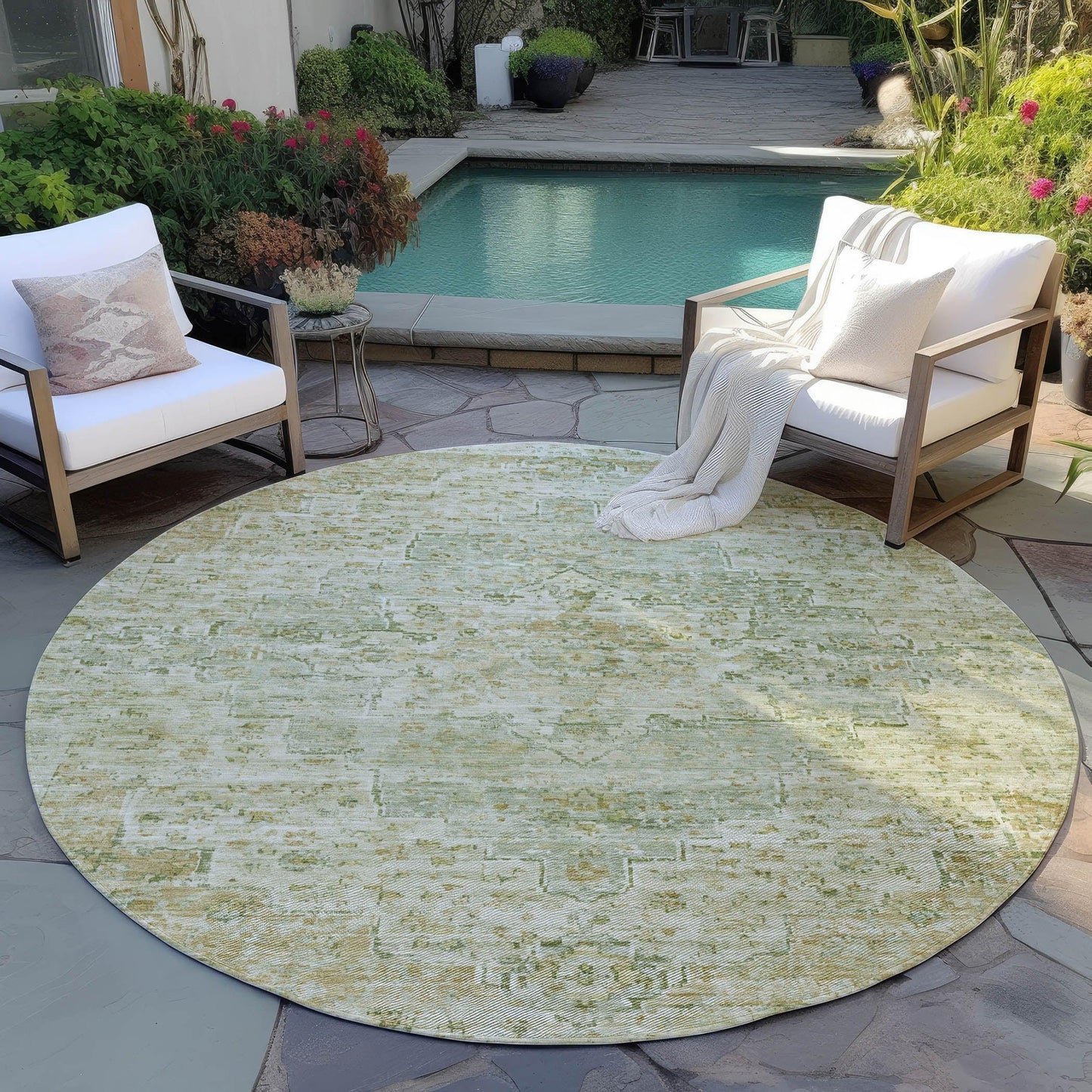 Addison Rugs Raeor Green Washable Indoor-Outdoor Rug