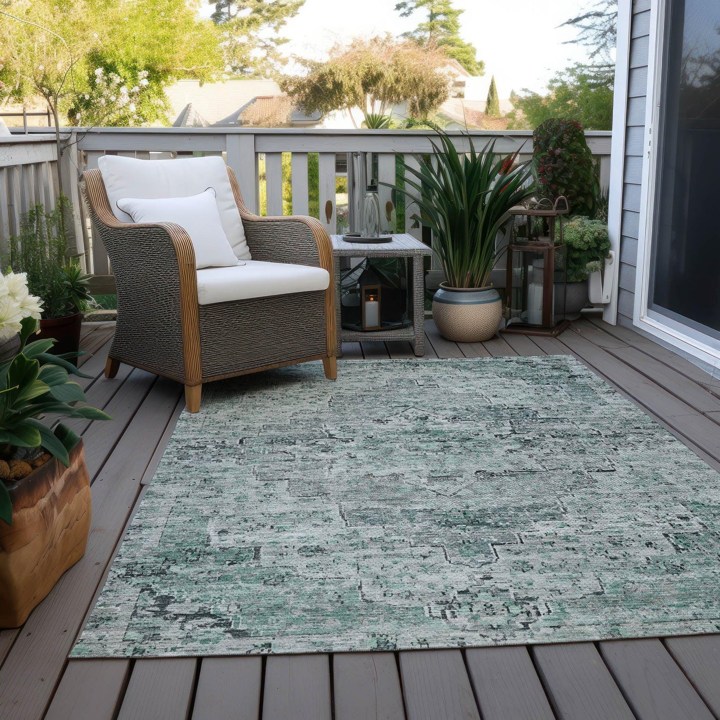 Addison Rugs Raeor Teal Washable Indoor-Outdoor Rug